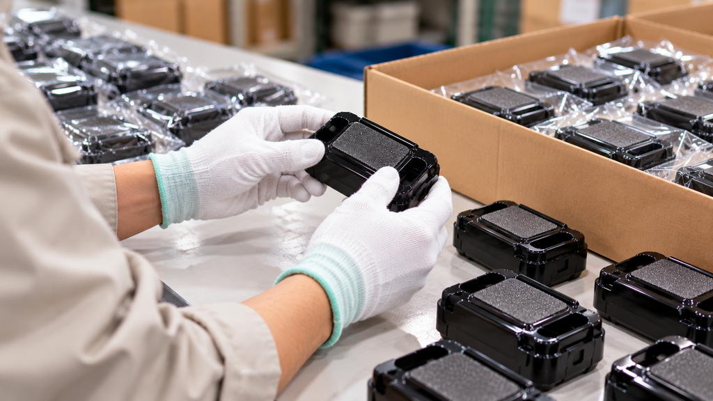 キズや汚れなどの検品基準を伝え、基準に沿って商品を確認するイメージ