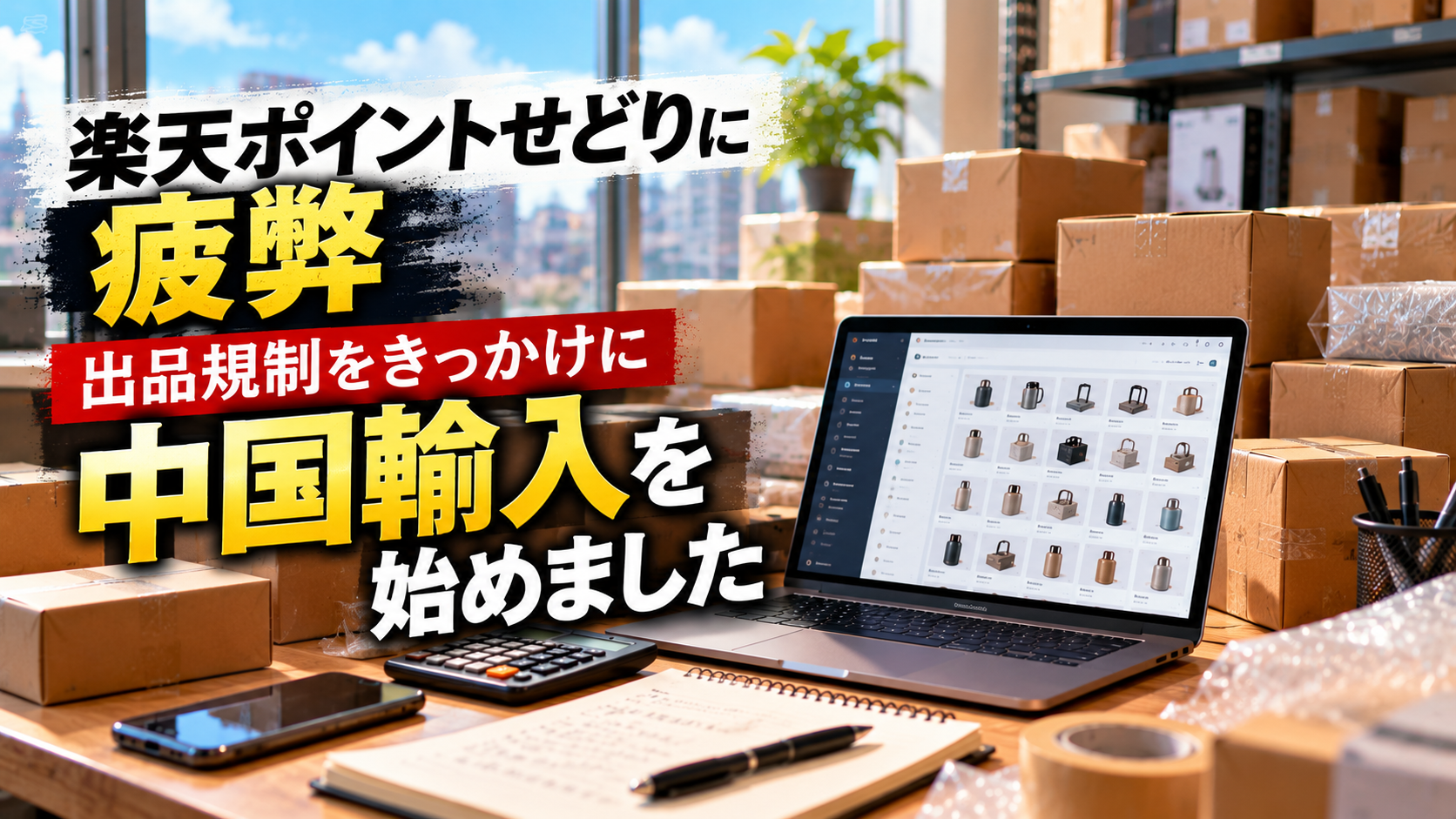 楽天ポイントせどりに疲弊して中国輸入を始めた頃の部屋のイメージ